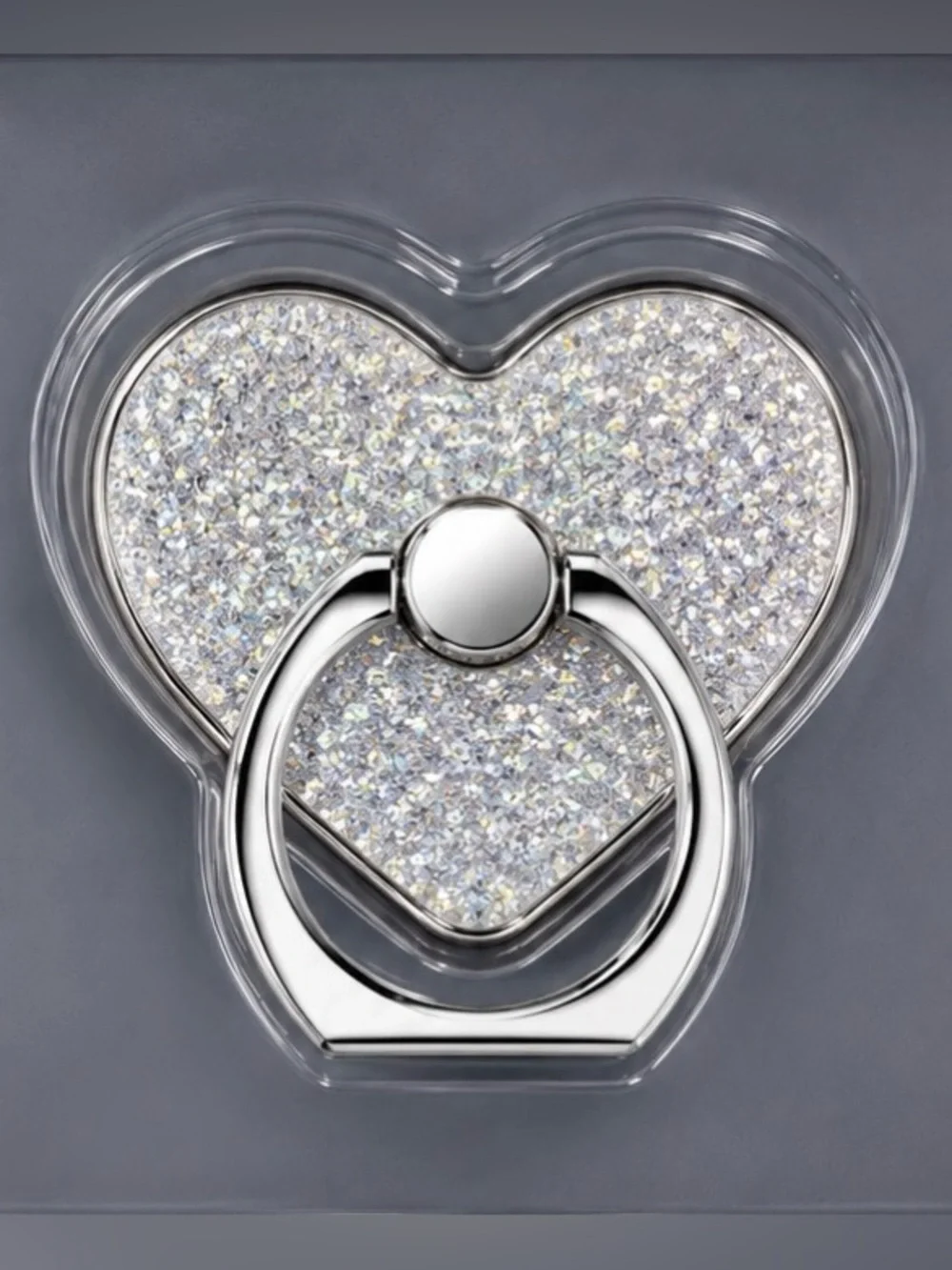 Primo Smartphone Ring - Silver Glitter Heart